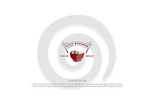 Red Bowl Chopstick with Meatball and Noodle Asian Japanese Chinese Korean Oriental Food Restaurant Logo Design