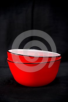 Red bowls
