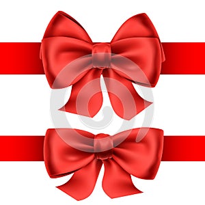 Red Bows with Horizontal Ribbons