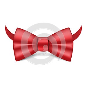 Red bowtie icon, realistic style