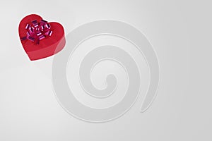 Red box as heart with ribbon 3d render