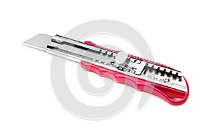 A red box cutter isolated isolated on white