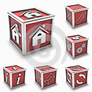 Red box icon set