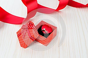 Red box with a wedding ring