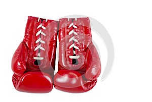 Red boxe gloves isolated over white background