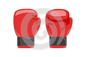 Red boxing glove vector illustration, front and back view