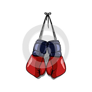 Red boxing gloves hanging vector