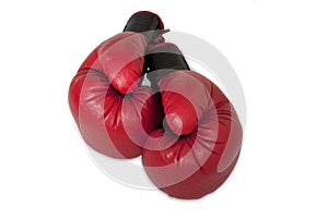 Red boxing gloves isolated on white background photo