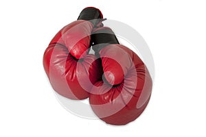 Red boxing gloves isolated on white background