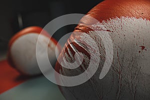 red boxing gloves on a red and blue background