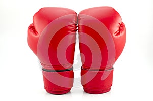 Red boxing gloves on white