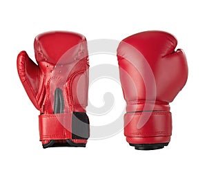 Red boxing gloves on white