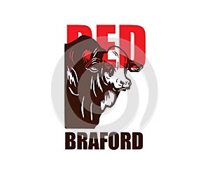 RED BRAFORD CATTLE HEAD POSTER