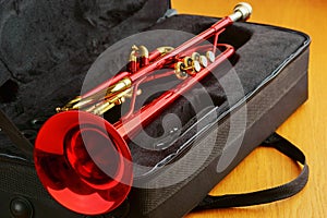 Red brass trumpet