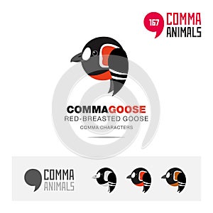 Red-breasted Goose bird concept icon set and modern brand identity logo template and app symbol based on comma sign