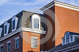 Red brick attic building for college students in New England