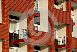 Red brick balconies