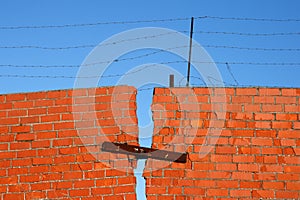 Red Brick broken Wall