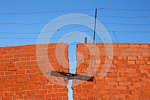 Red Brick broken Wall