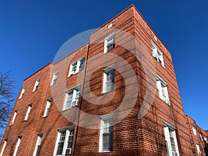 Red Brick Building and Blue Sky in January