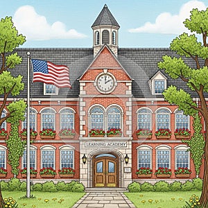 Amidst well-maintained greenery and trees, with a path leading