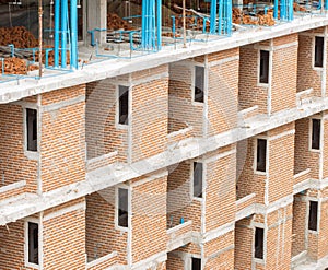 A Red-Brick Building Under Construction