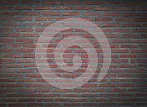 Red brick-cement wall grunge background. Old dark stone, vignet texture, Abstract surface Brown rough brick wall pattern. Vintage