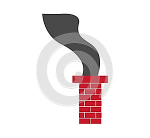 Red brick chimney on white background