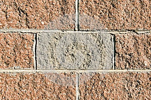 Red brick close-up, natural stone surface