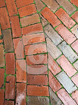 Red brick cobblestone sidewalk Boston