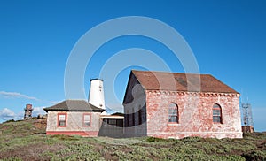 Red Brick Fog Signal Building at the Piedras Blancas Lighthouse on the Central California Coast