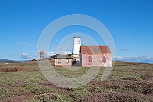 Red Brick Fog Signal Building at the Piedras Blancas Lighthouse on the Central California Coast