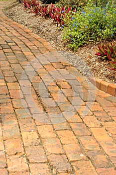 Red brick garden path