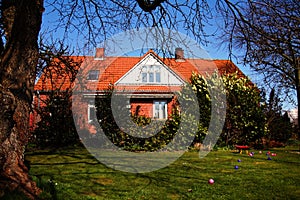 Red brick house and garden