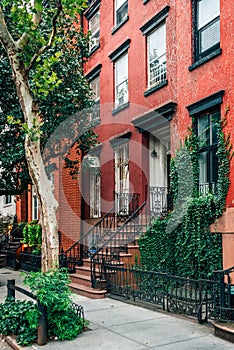 Red brick house in the West Village, Manhattan, New York City