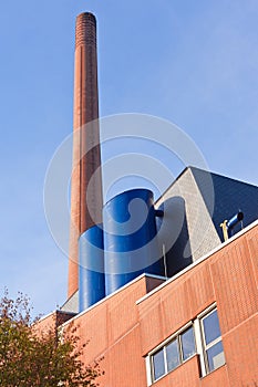 Red brick industrial chimney