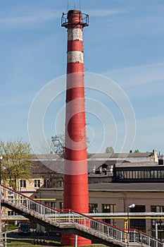 Red brick industrial chimney