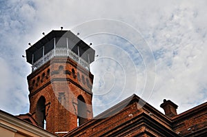 Red brick minaret of Jumah Islamic Central Muslim mosque Tbilisi Georgia