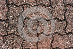 Red brick paving stones on a sidewalk retro structure