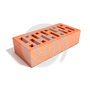 Red brick with rectangular holes. 3D render illustration