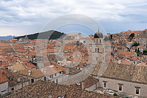 Red brick roof skyline in old town Dubrovnik in Croatia