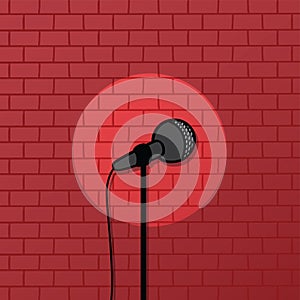 red brick spotlight stand up comedy stage