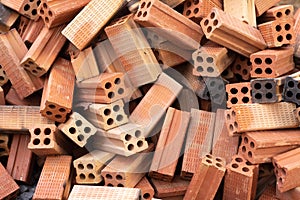 Red brick stack construction materials