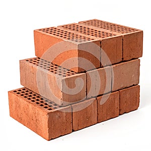 Red brick stack isolated on white