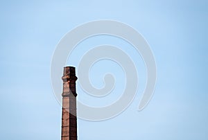 Red brick stack of the old chimney
