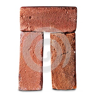 Red Brick stacked together isolated on white background