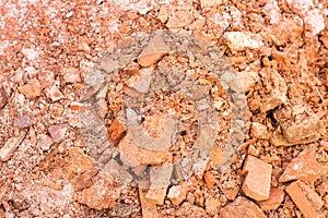 Red brick texture macro closeup, old detailed rough grunge textured copy space background