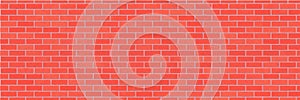 Red brick wall abstract background. Texture of bricks. Decorative stone. Vector wide illustration