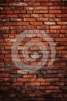 Red Brick Wall Against Black Grungy Background