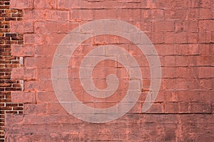 Red Brick Wall Background with Crack